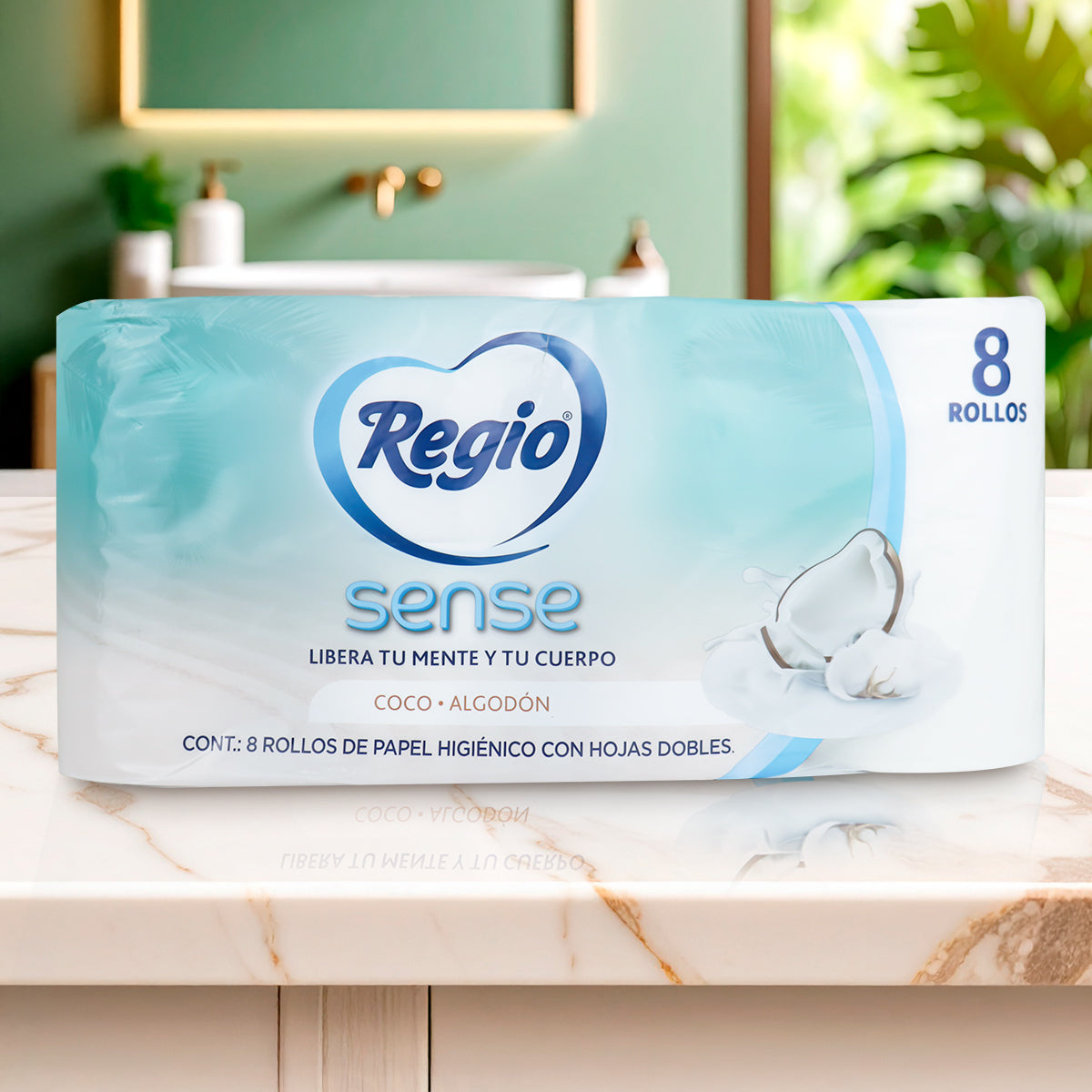 Papel Higiénico, Regio, Sense, 8 rollos