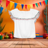 Blusa Regional, Color Blanco, Fiestas Patrias, Talla Chica
