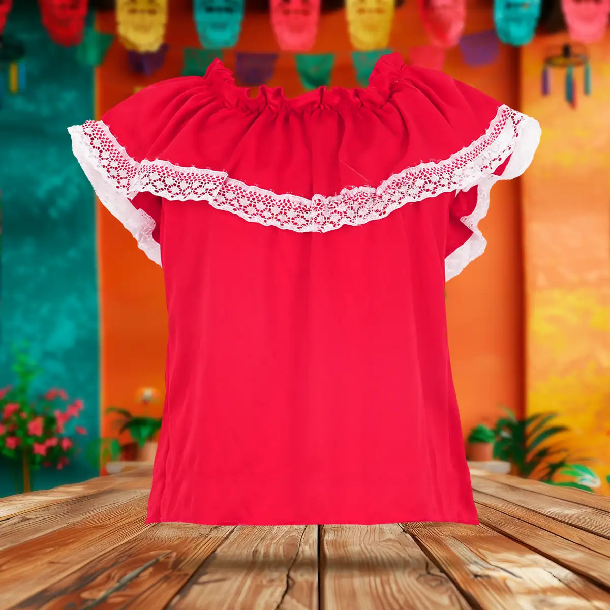 Blusa Regional, Color Rojo, Fiestas Patrias, Talla Grande