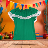 Blusa Regional, Color Verde, Fiestas Patrias, Talla Chica