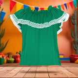 Blusa Regional, Color Verde, Fiestas Patrias, Talla Mediana