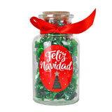 Botella de Cristal con Caramelos, Color Verde, 80 gr