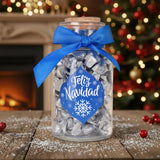 Botella de Cristal con Caramelos, Color Plata, 80 g