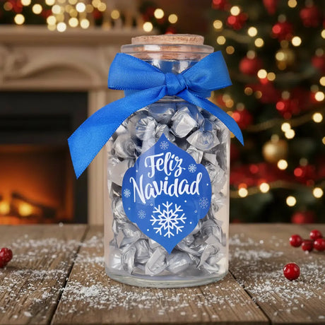 Botella de Cristal con Caramelos, Color Plata, 80 g