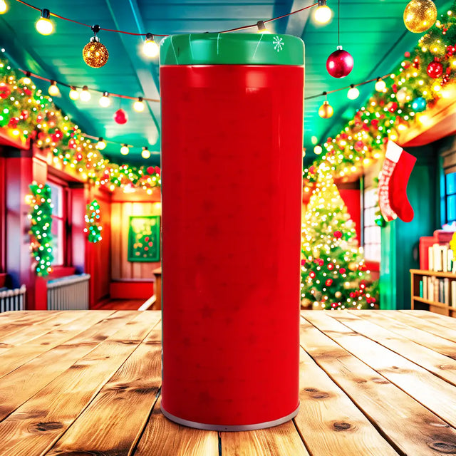 Lata Galletas Navideñas, Cilindro, Color Rojo, 114 gr