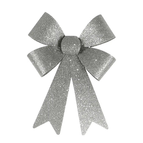 Moño Decorativo, Glitter, Color Gris