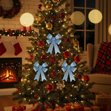 Moño Decorativo, Glitter, Color Azul, 3 pzas