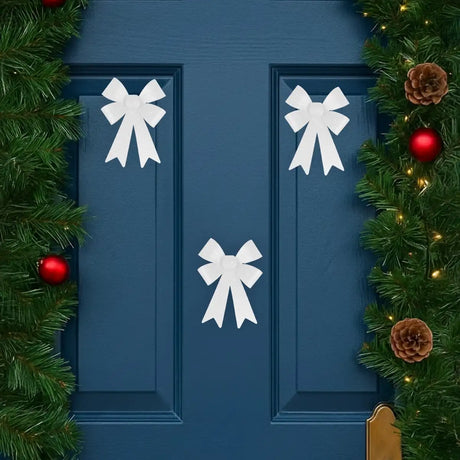 Moño Decorativo, Glitter, Color Blanco, 3 pzas