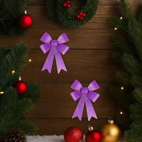 Moño Decorativo, Glitter, Color Morado, 2 pzas