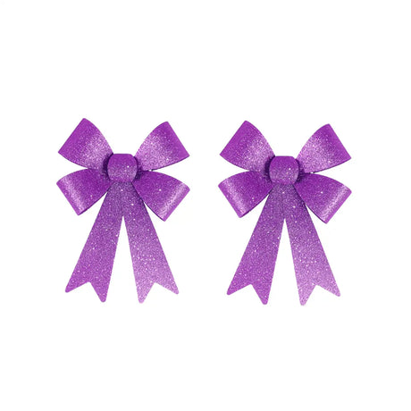 Moño Decorativo, Glitter, Color Morado, 2 pzas