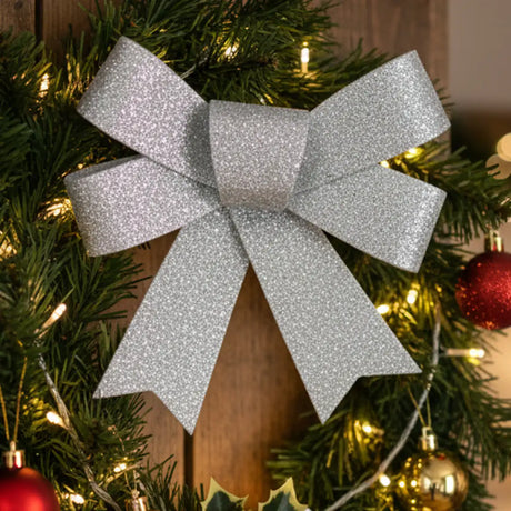 Moño Decorativo, Glitter, Color Gris, 3 pzas