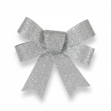 Moño Decorativo, Glitter, Color Gris, 3 pzas