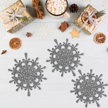 Ornamento, Copo de Nieve, Color Plata, 2 pzas