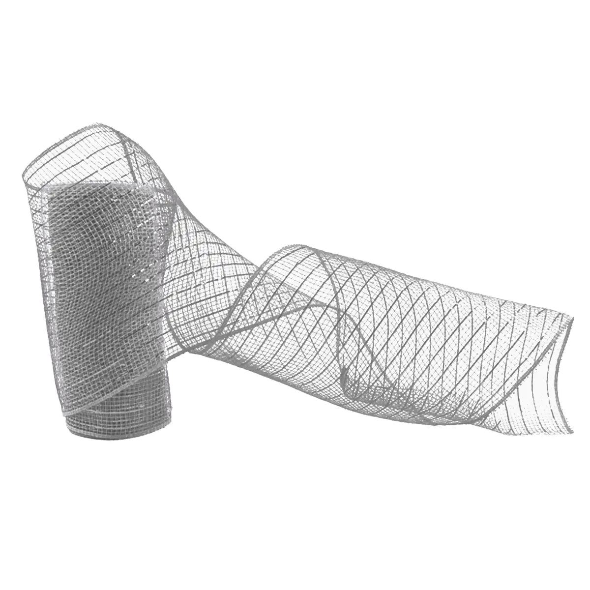 Listón Navideño Mesh, Color Gris