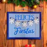 Letrero Colgante "Felices Fiestas" Color Azul