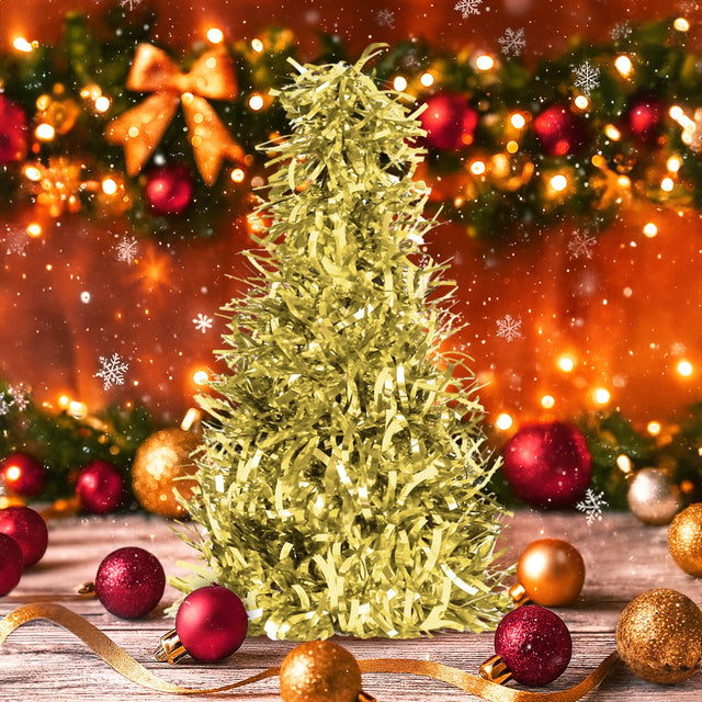 Mini Árbol, Tinsel, Color Oro