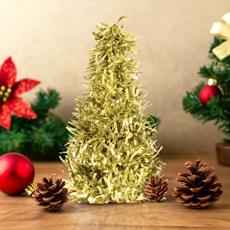 Mini Árbol, Tinsel, Color Oro