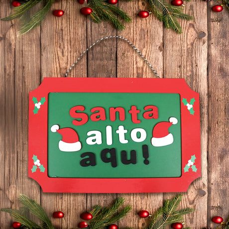 Decoración Colgante Navideña, Santa Alto Aqui