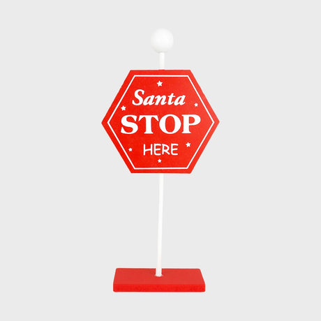 Letrero Navideño Decorativo "Santa Stop Here", MDF