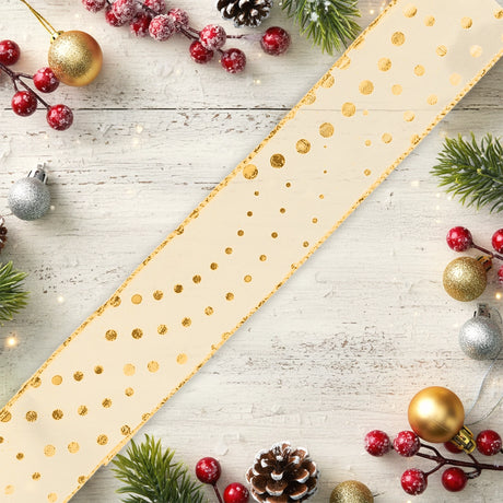 Listón Navideño, Color Dorado, Ribbon