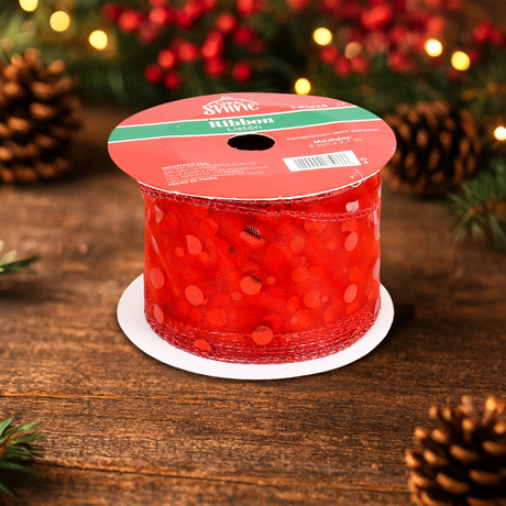 Listón Navideño, Color Rojo, Ribbon