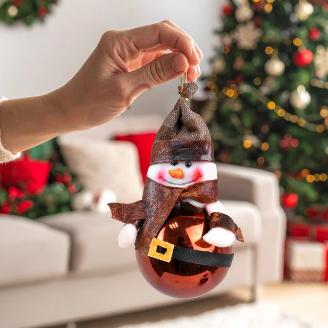 Esfera Navideña, Muñeco de Nieve, Color Café