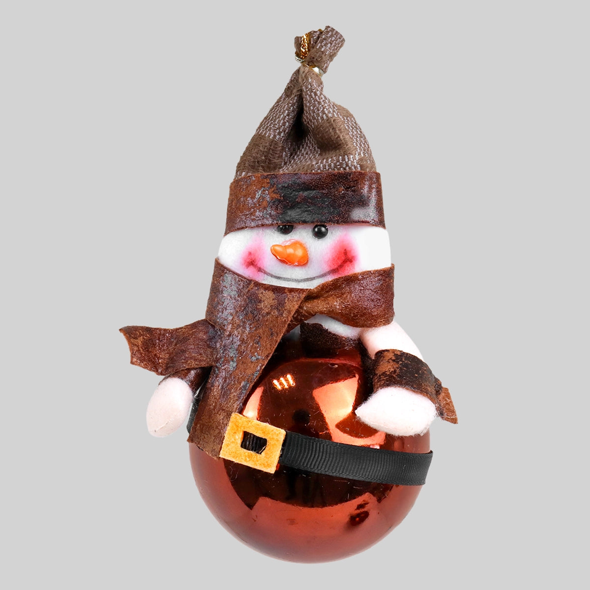 Esfera Navideña, Muñeco de Nieve, Color Café