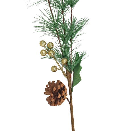 Follaje Navideño Decorativo, Pino y Piña, Color Dorado