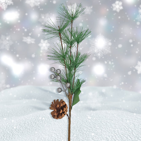 Follaje Navideño Decorativo, Pino y Piña, Color Plata