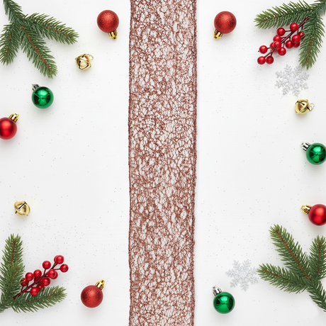 Listón Navideño, Glitter, Color Café