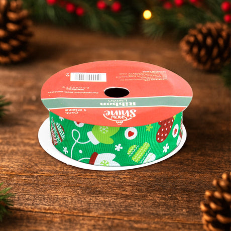 Listón Navideño, Guantes, Color Verde