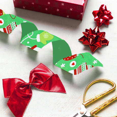 Listón Navideño, Guantes, Color Verde