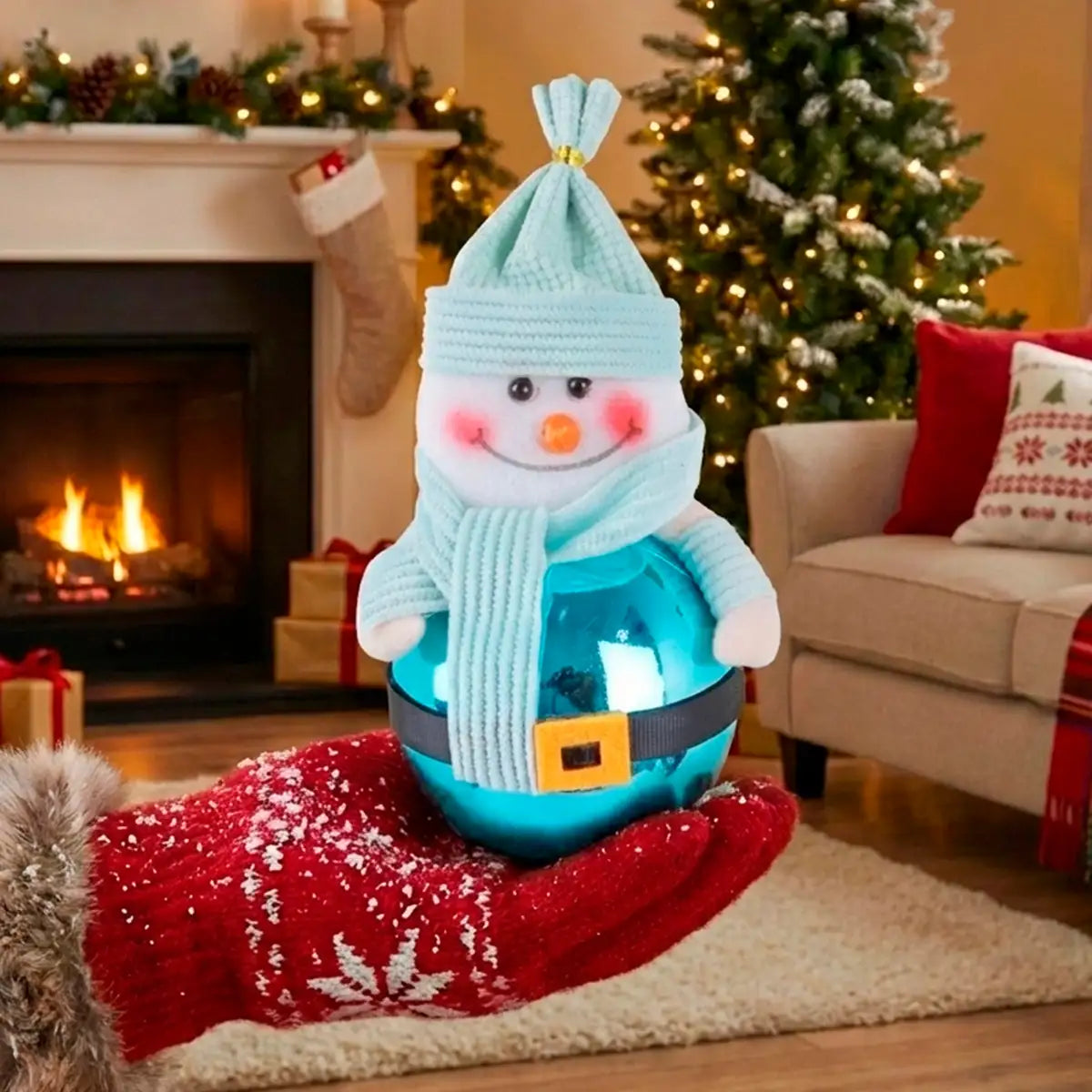 Esfera Navideña, Snowman, Color Azul