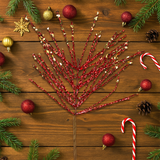 Vara de Follaje Artificial Navideña, Color Rojo