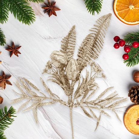 Follaje Navideño Brillante, Planta, Color Champagne