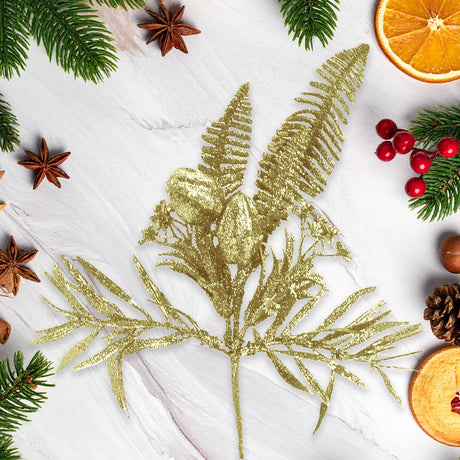 Follaje Navideño Brillante, Color Oro