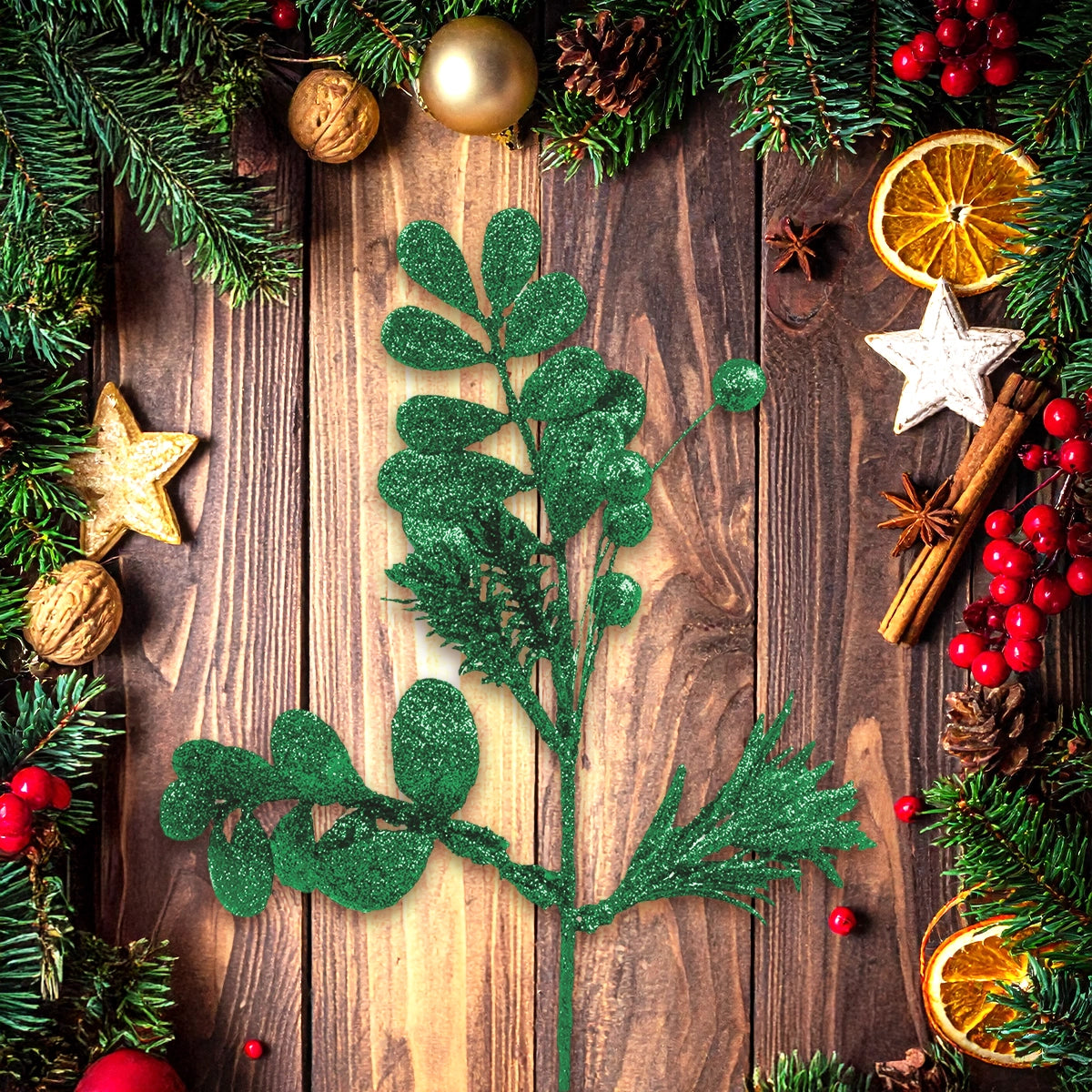 Follaje Navideño Brillante, Flor, Color Verde