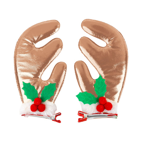Broches de Cabello Navideños, Cuernos Reno