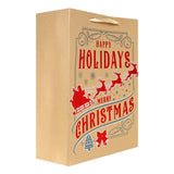 Bolsa de Regalo Navideña, Kraft, Happy Holidays