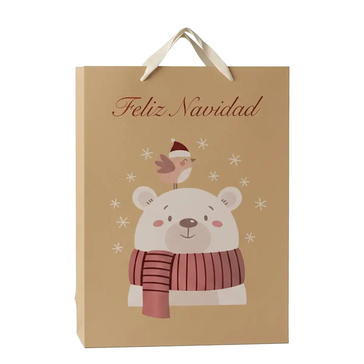 Bolsa de Regalo Navideña, Kraft, Oso Polar