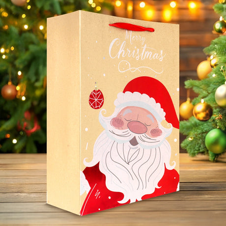 Bolsa de Regalo Navideña, Kraft, Santa