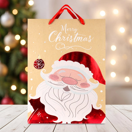 Bolsa de Regalo Navideña, Kraft, Santa