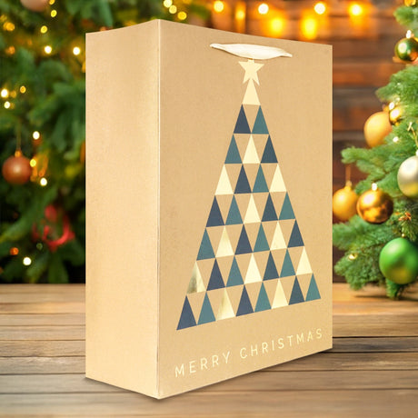 Bolsa de Regalo Navideña, Kraft, Merry Christmas