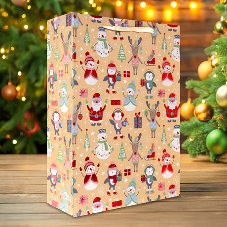 Bolsa de Regalo Navideña, Kraft, Personajes