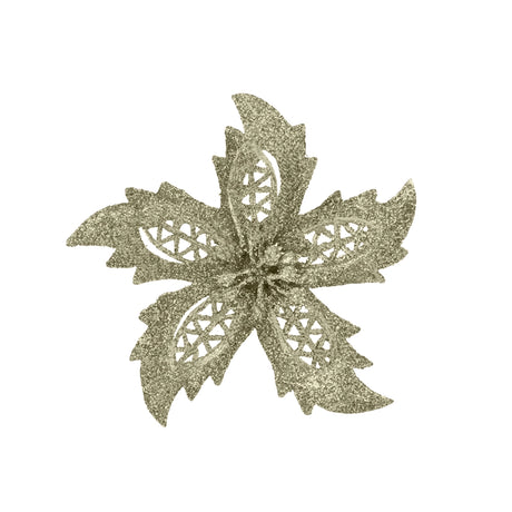 Ornamento Navideño en Forma de Flor, Color Oro, 3 pzas