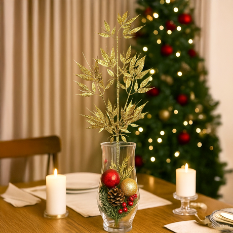 Follaje Decorativo, Glitter, Color Oro