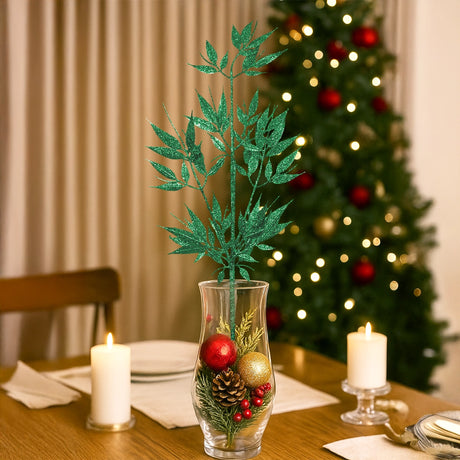 Follaje Decorativo, Glitter, Color Verde