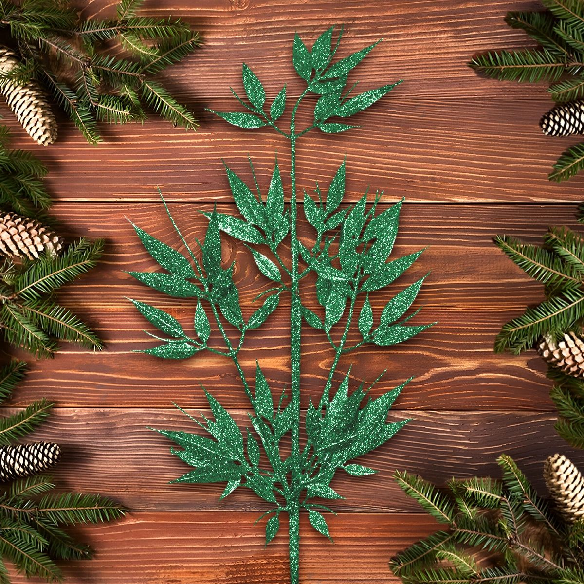 Follaje Decorativo, Glitter, Color Verde