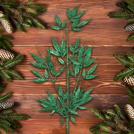 Follaje Decorativo, Glitter, Color Verde