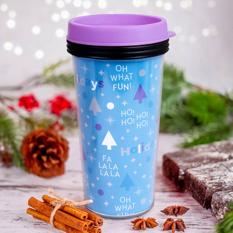 Termo, Diseño Navideño, Color Azul Claro, 473 ml